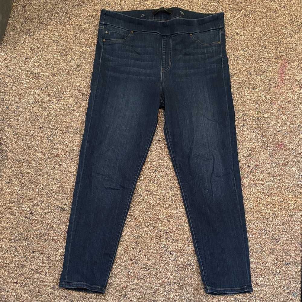 Liverpool Dark Blue Denim Jeans, Pull-on, High-Waisted, Straight leg. 16/33